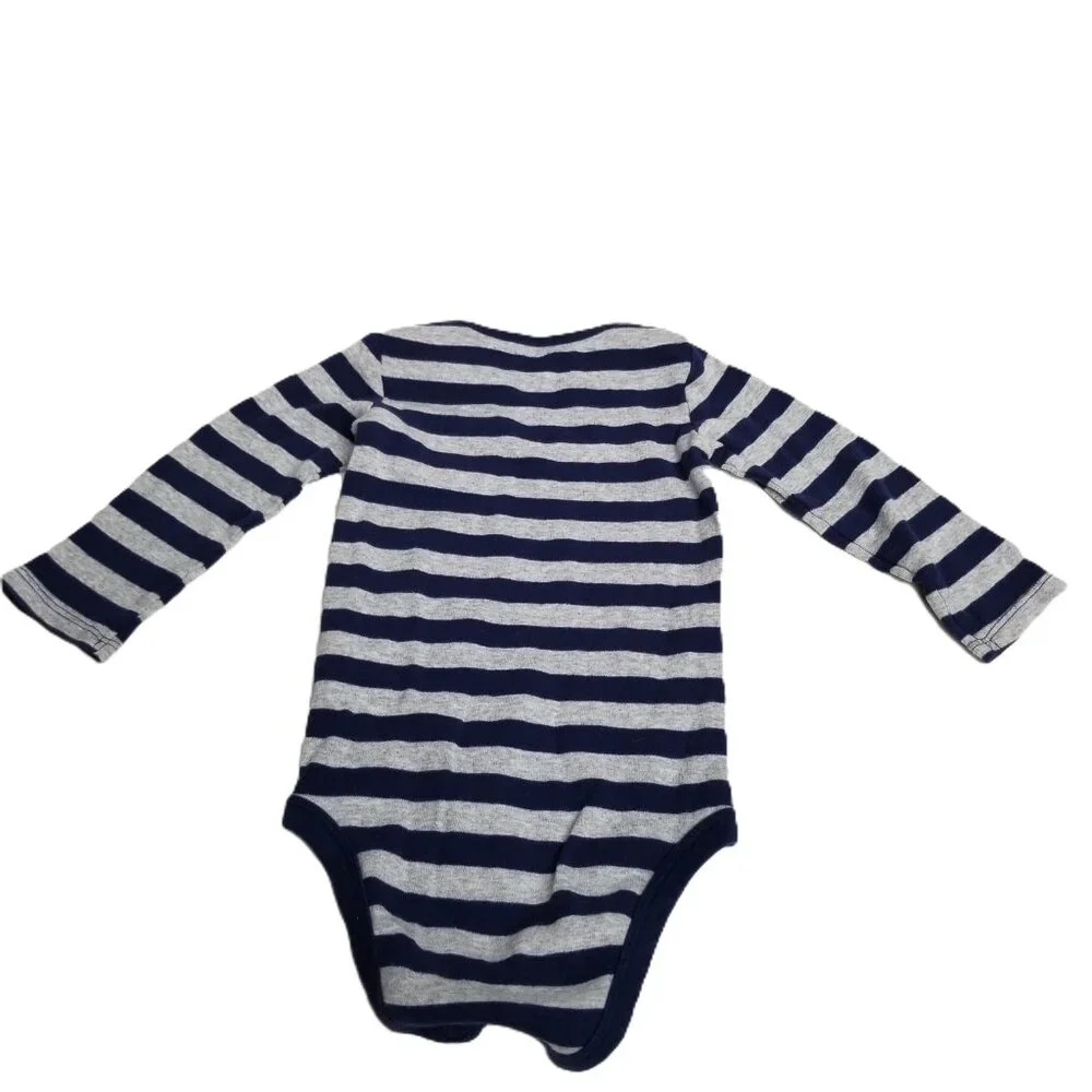 Simple Joys Carters Bodysuit 18M Navy Gray Striped Long Sleeve Cotton Baby
